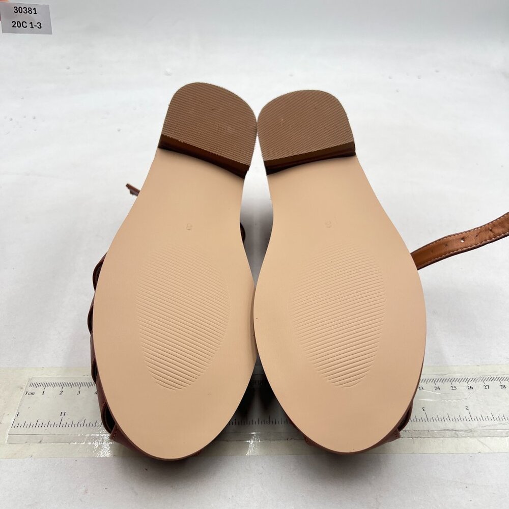 FSJ Brown Leather Closed-Toe Fisherman Sandals - Picture 7 of 8